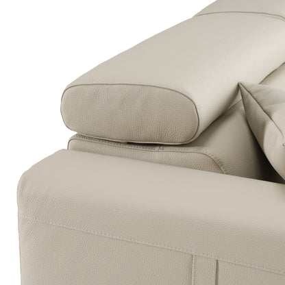 Dalton Modern Italian Light Grey Leather 3 Seat Sofa 2 Recliners