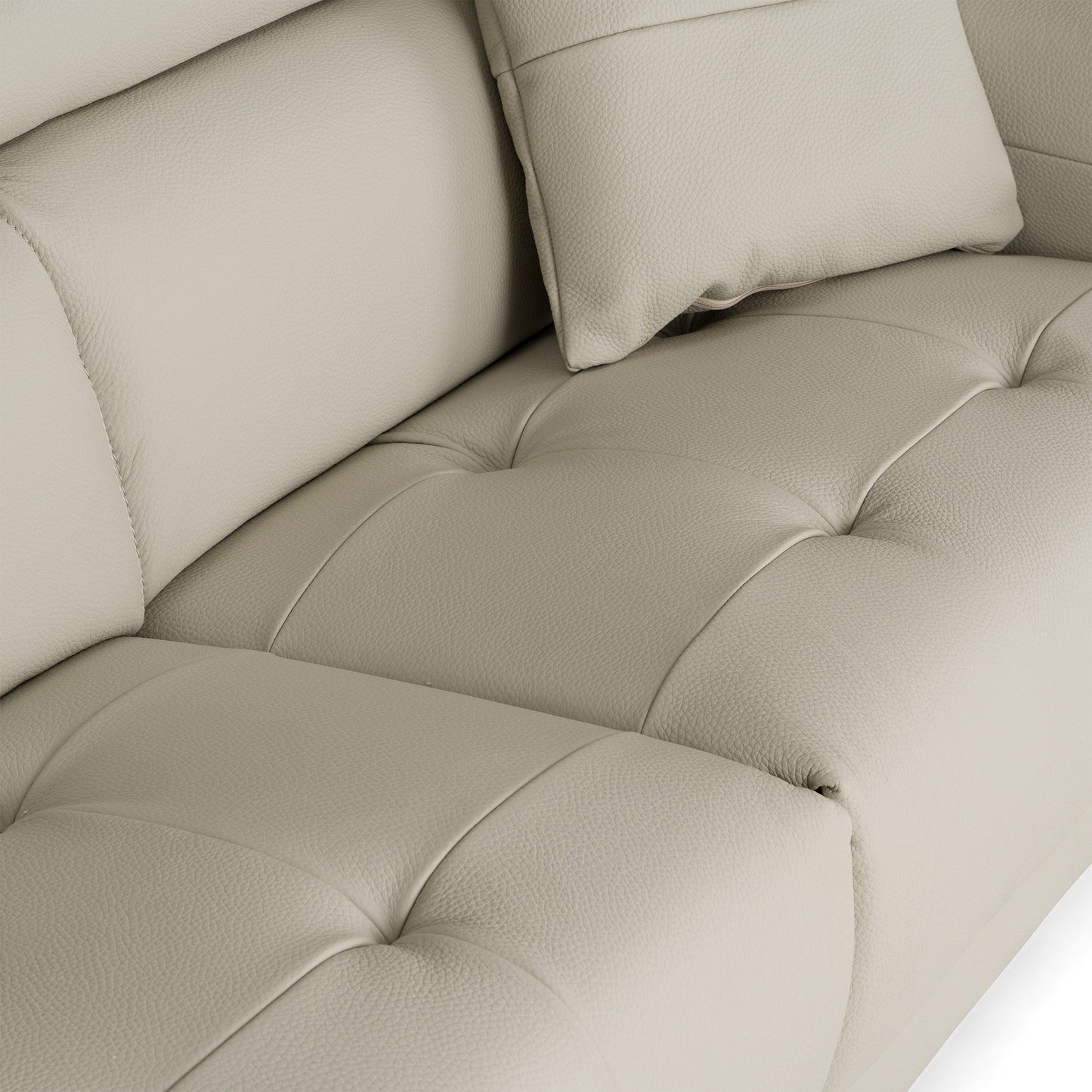 Dalton Modern Italian Light Grey Leather 3 Seat Sofa 2 Recliners