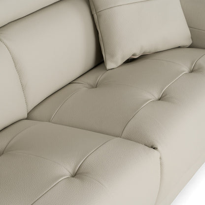 Dalton Modern Italian Light Grey Leather 3 Seat Sofa 2 Recliners