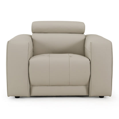Dalton Modern Italian Light Grey Leather Recliner Chair