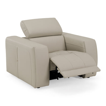 Dalton Modern Italian Light Grey Leather Recliner Chair