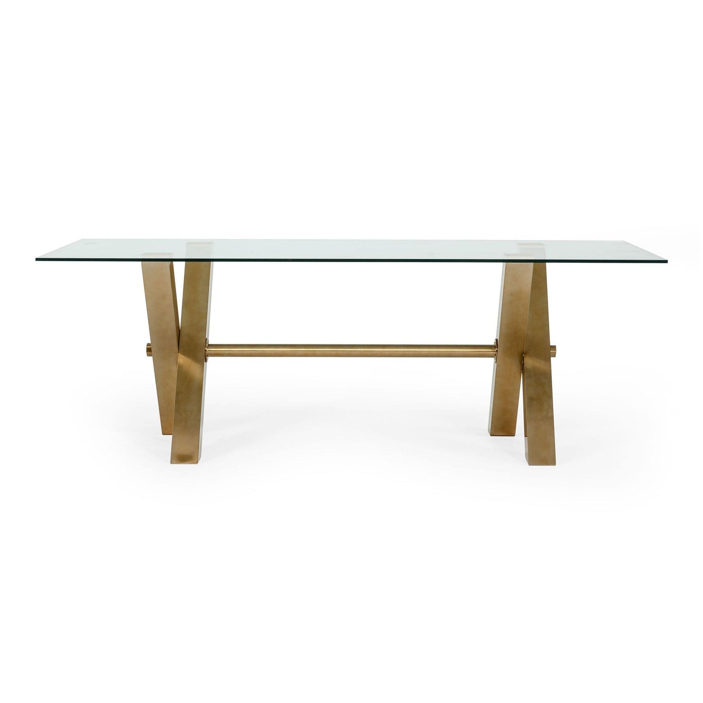 Dandy Golden and Glass Rectangular Dining Table