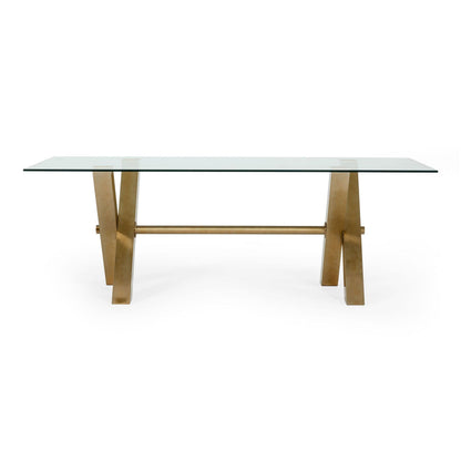 Dandy Golden and Glass Rectangular Dining Table