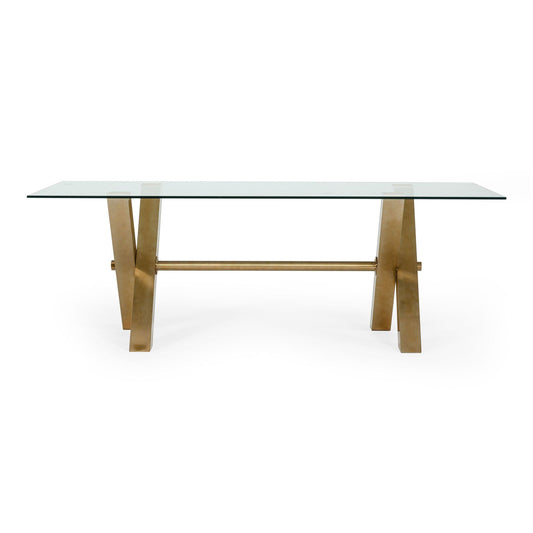Dandy Golden and Glass Rectangular Dining Table