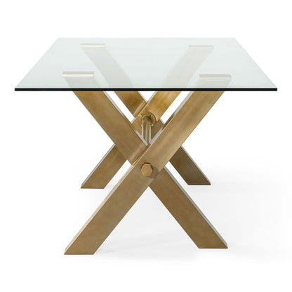 Dandy Golden and Glass Rectangular Dining Table