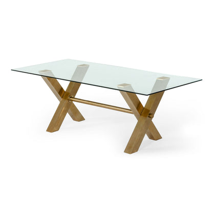 Dandy Golden and Glass Rectangular Dining Table