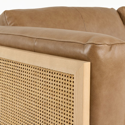 Divani Casa Danson - Modern Tan Leather + Wicker Sofa