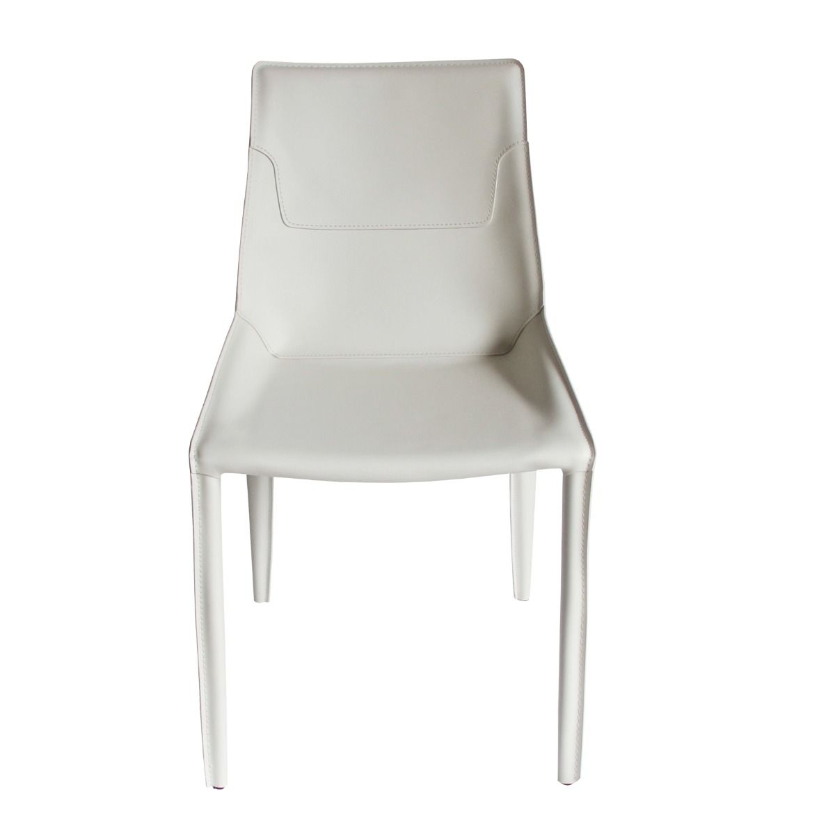 Modrest Halo - Modern Ivory Saddle Leather Dining Chair Set of 2