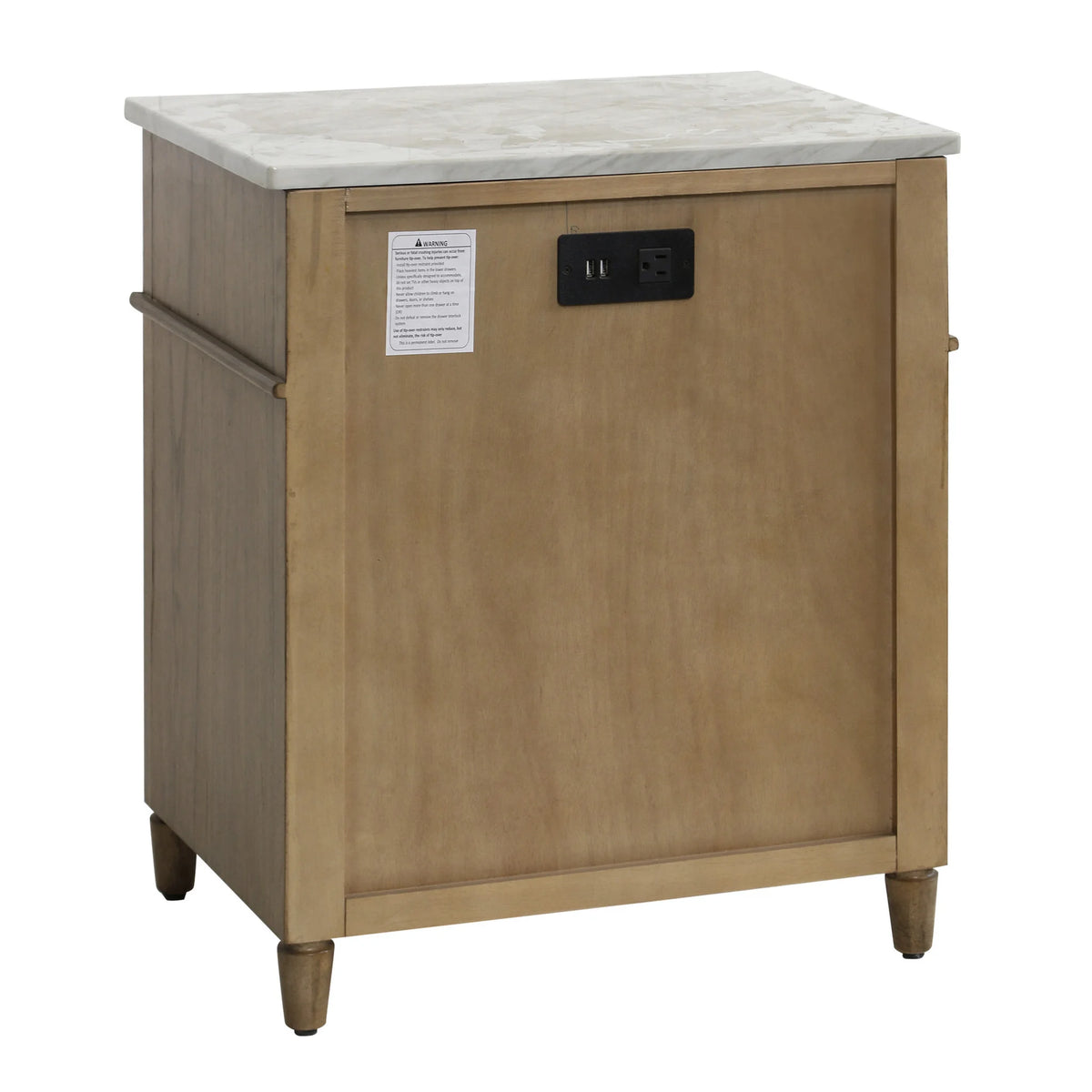 Weathered Barn One Door One Drawer End Table with Marble Top