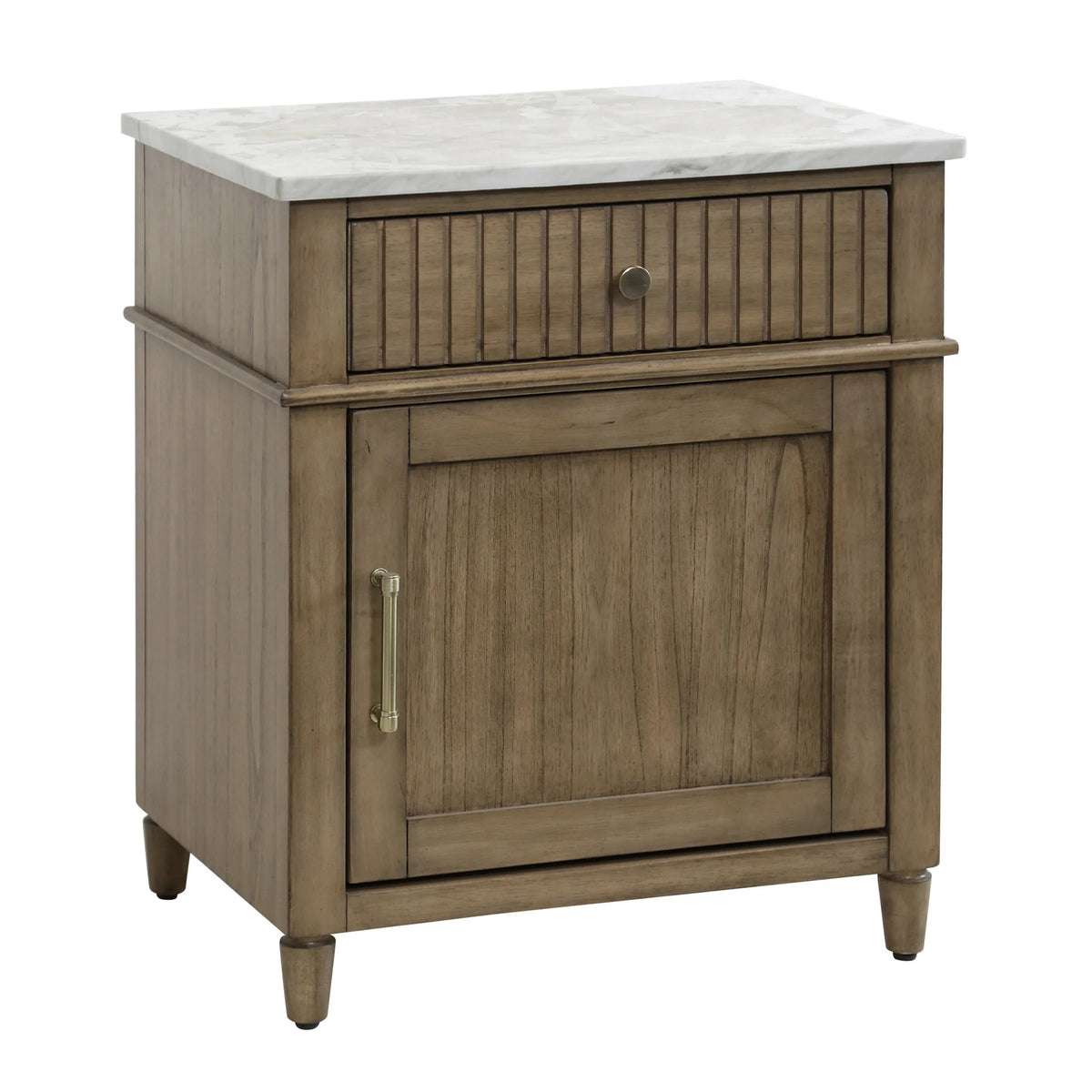 Weathered Barn One Door One Drawer End Table with Marble Top