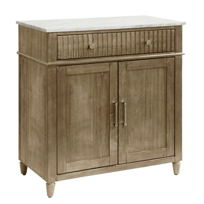 Weathered Barn Two Door One Drawer Cabinet with Marble Top