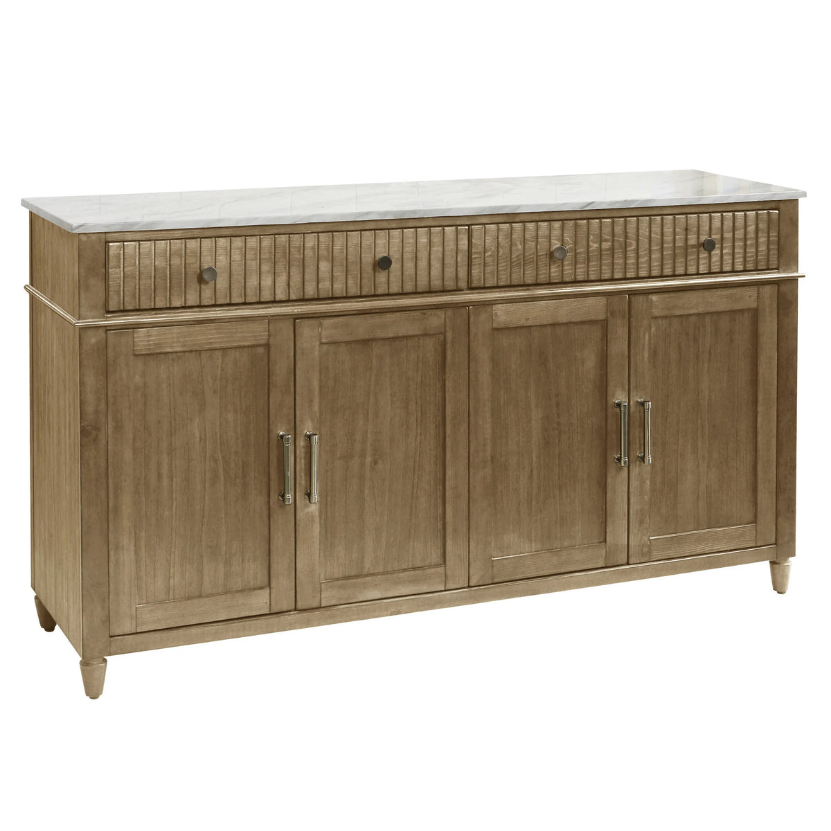 Weathered Barn Four Door Two Drawer Cabinet with Marble Top