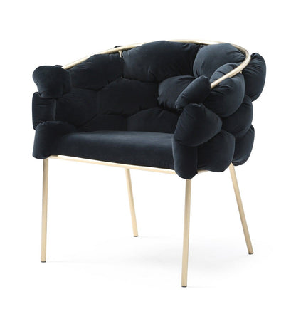 Modrest Debra - Modern Black Velvet + Brushed Brass Dining Chair