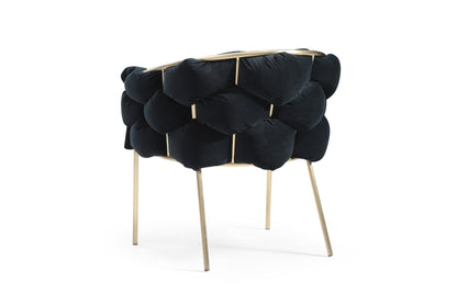 Modrest Debra - Modern Black Velvet + Brushed Brass Dining Chair