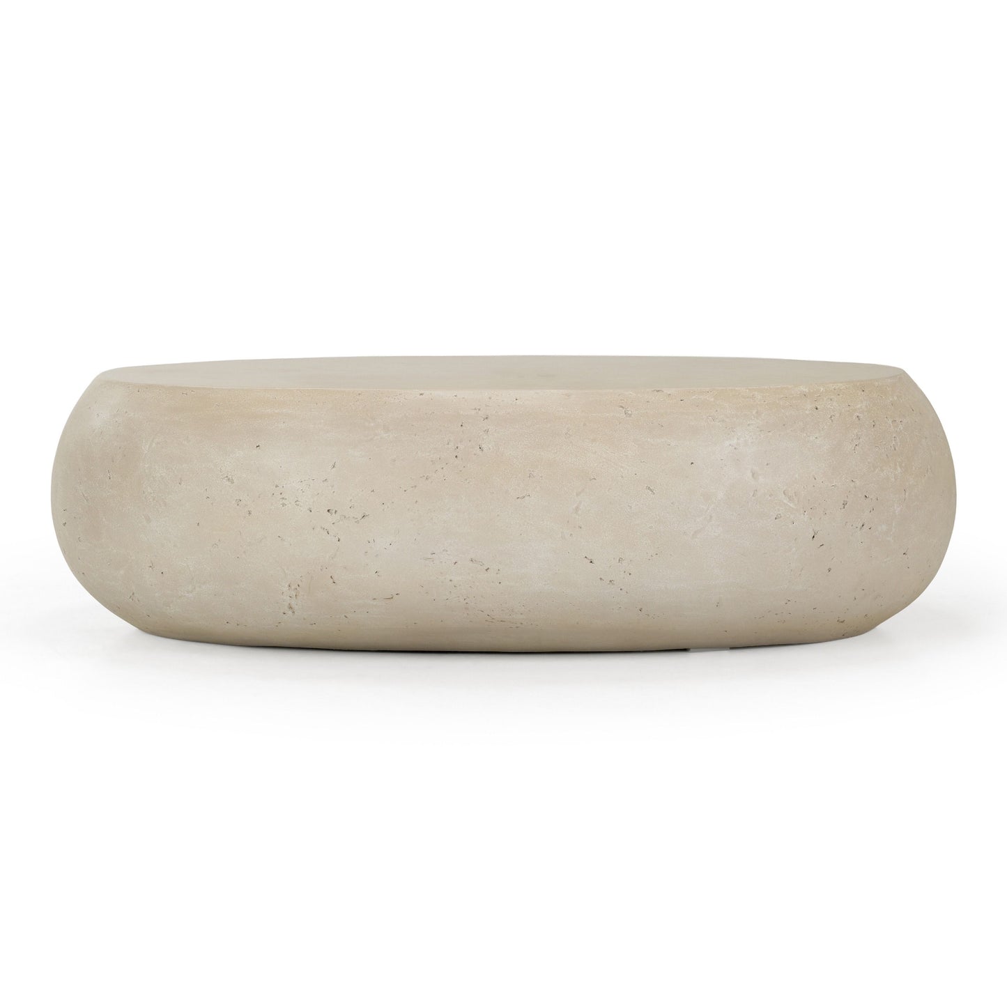 Denny Modern Beige Fiberform Oval Coffee Table