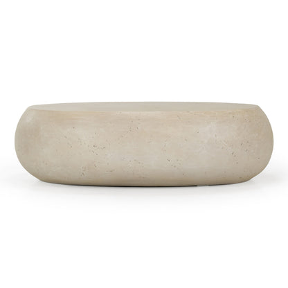 Denny Modern Beige Fiberform Oval Coffee Table