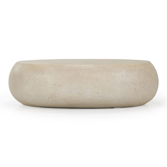 Denny Modern Beige Fiberform Oval Coffee Table