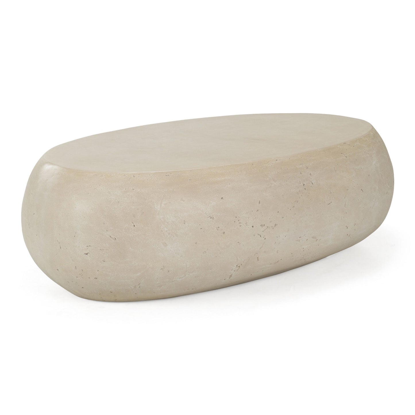 Denny Modern Beige Fiberform Oval Coffee Table