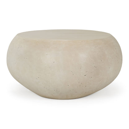 Denny Modern Beige Fiberform Oval Coffee Table