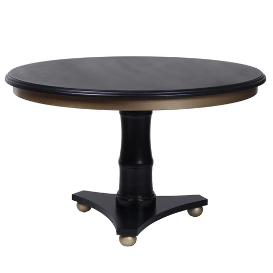 Dann Foley Lifestyle Black Round Wooden Dining Table with Gold Accent