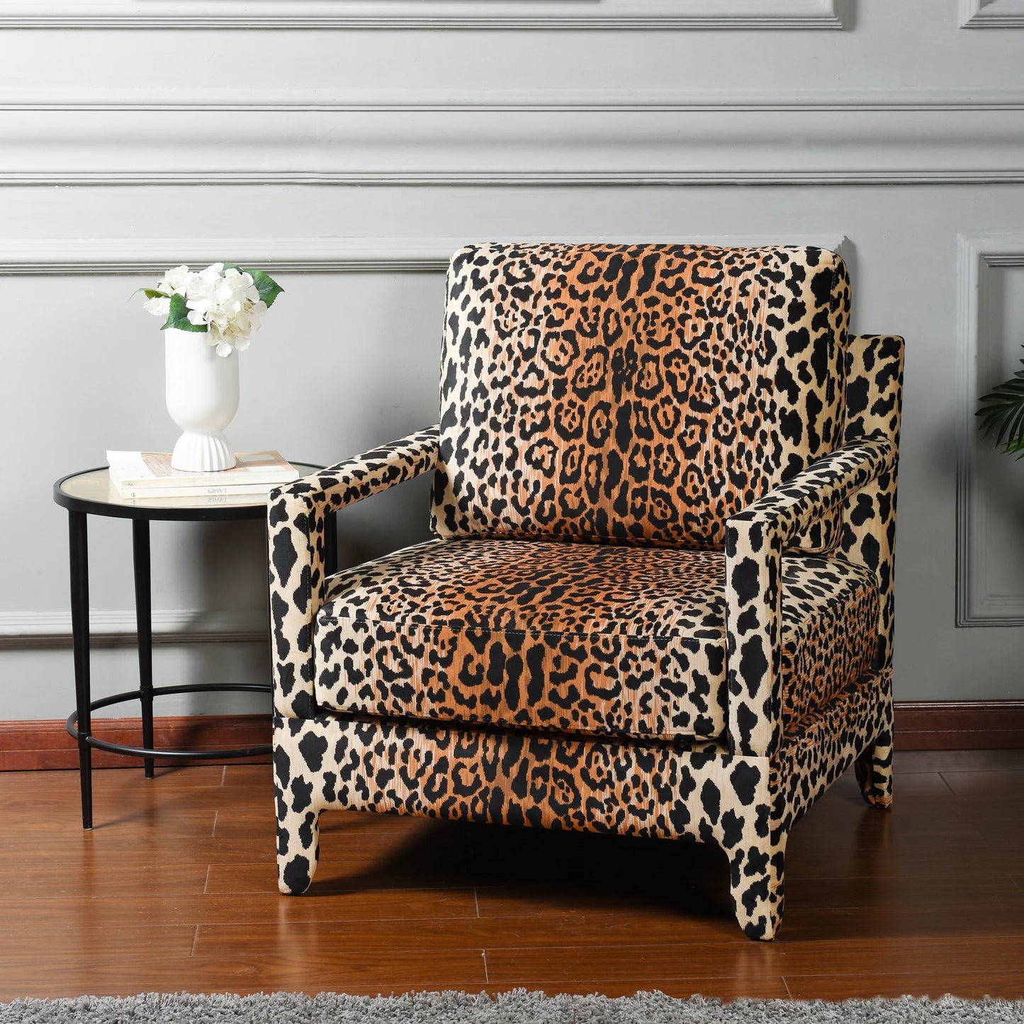 Dann Foley Lifestyle Lounge Chair Covered Cheetah Print Fabric