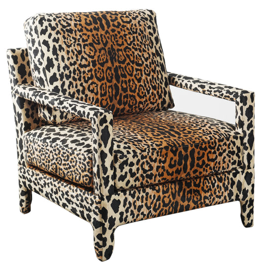 Dann Foley Lifestyle Lounge Chair Covered Cheetah Print Fabric