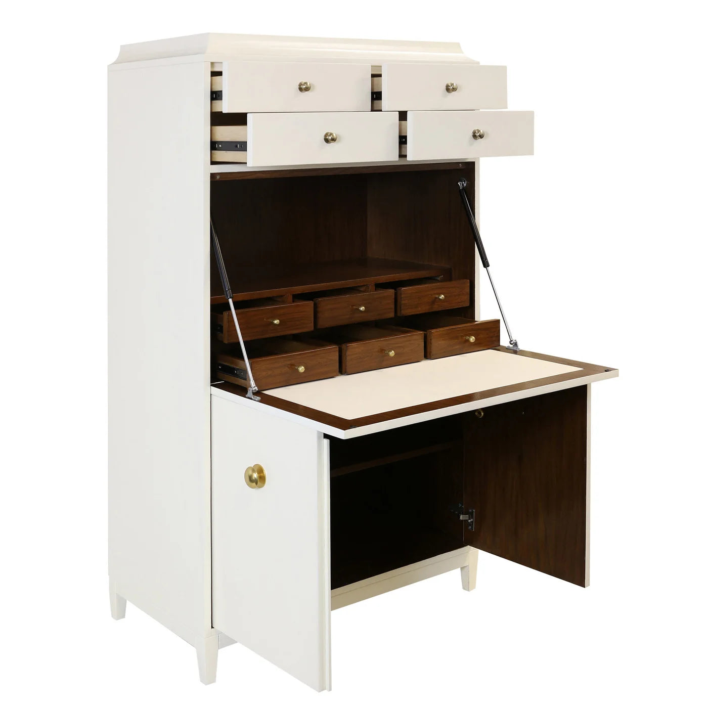 Ivory & Walnut Veneer on Mahogany Secretary Desk