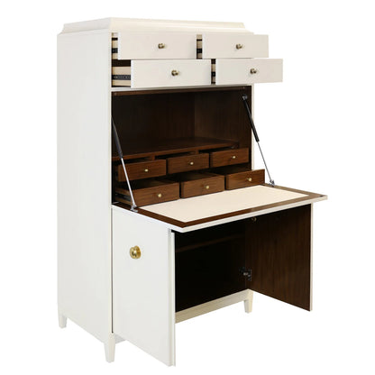 Ivory & Walnut Veneer on Mahogany Secretary Desk