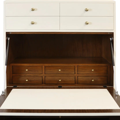 Ivory & Walnut Veneer on Mahogany Secretary Desk