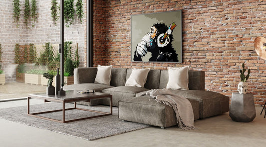 Divani Casa Dania - Modern Beige Fabric Sectional Sofa + Ottoman