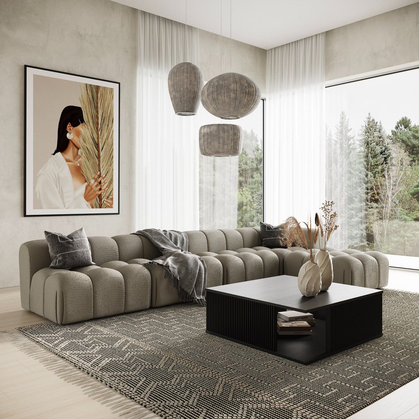 Divani Casa Juniper - Modern Grey Modular Sectional Sofa