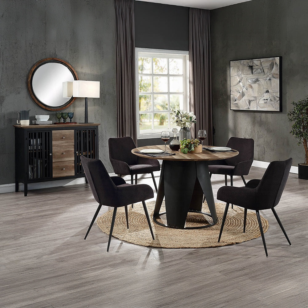 Zudora Contemporary Lifestyle Dining Table Antique Oak & Black Finish