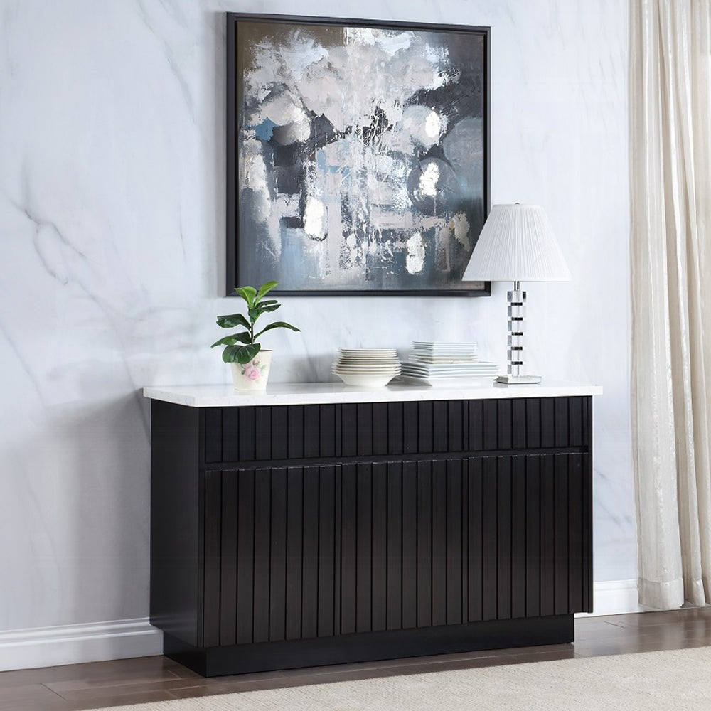 Jaramillo Engineering Marble Top & Black Finish Server