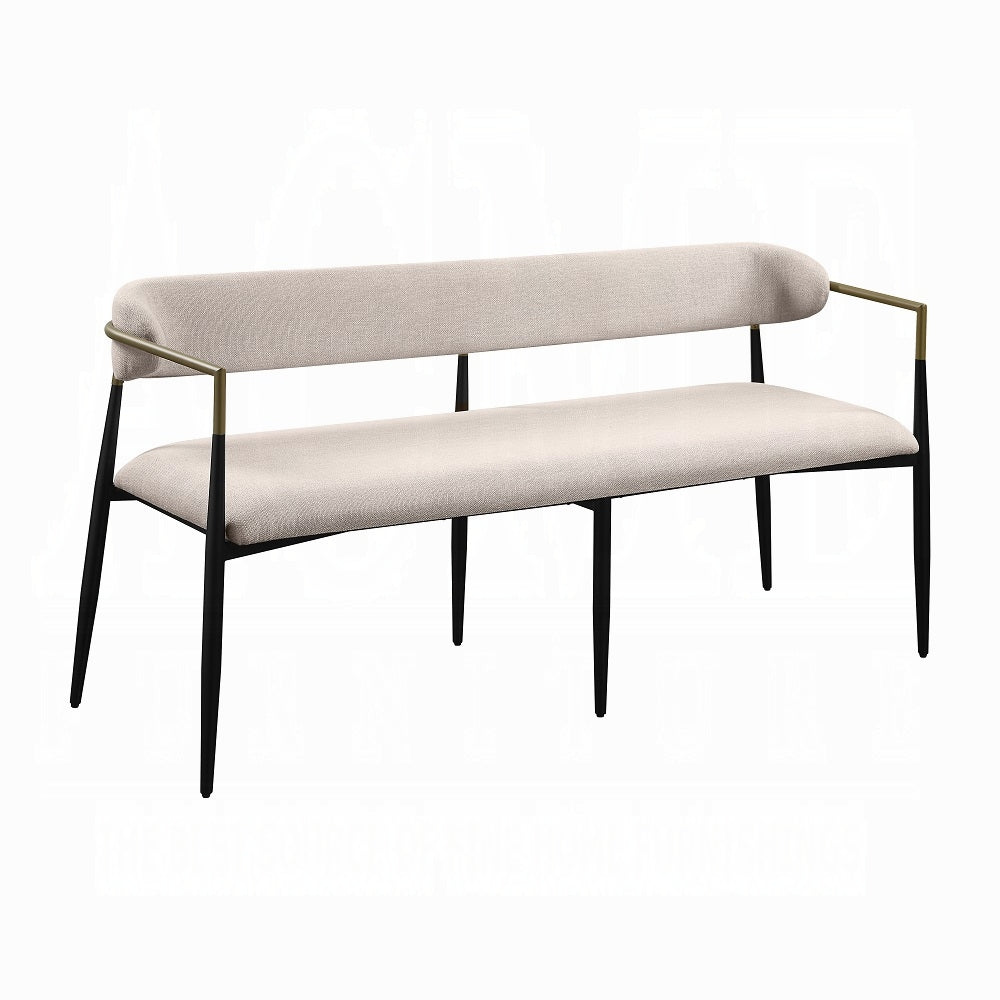 Jaramillo White Fabric & Black Finish Bench