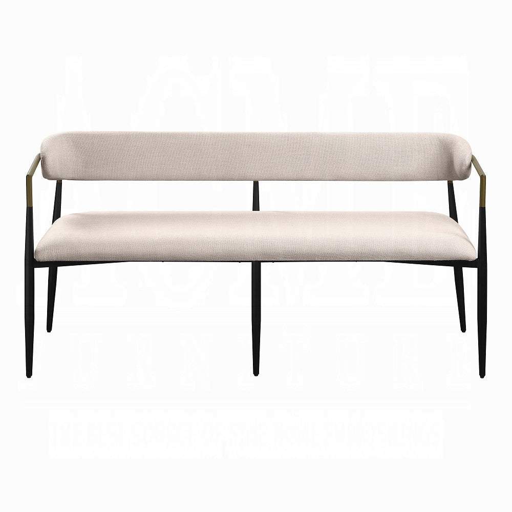 Jaramillo White Fabric & Black Finish Bench