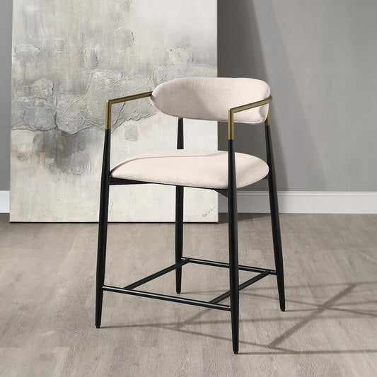 Jaramillo Beige Fabric & Black Finish Counter Height Chair