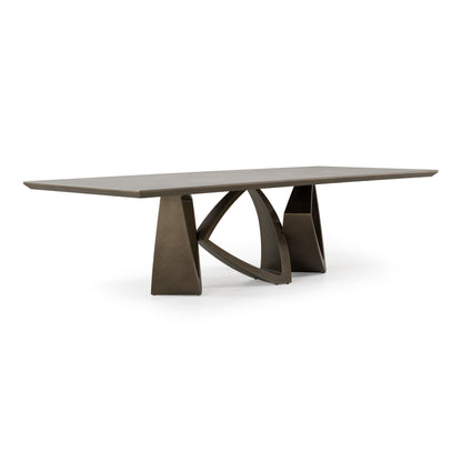 Dollemore Modern Faux Travertine Ceramic Dining Table with Antique Brass Base