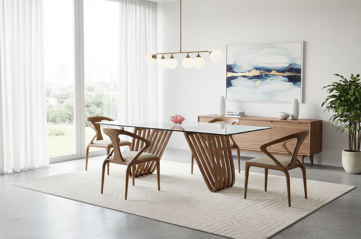 Draper Walnut and Glass Dining Table