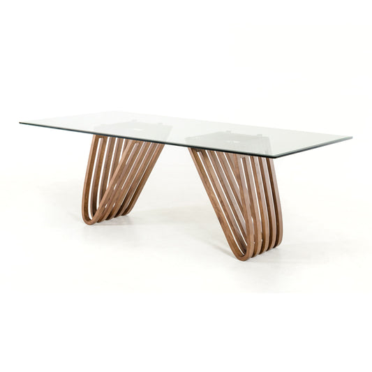 Draper Walnut and Glass Dining Table