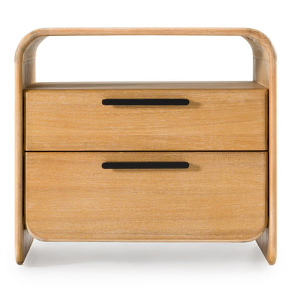 Modrest Dresden Modern 2-Drawer Nightstand – Natural Acacia Wood - Stylish Bedside Storage Table