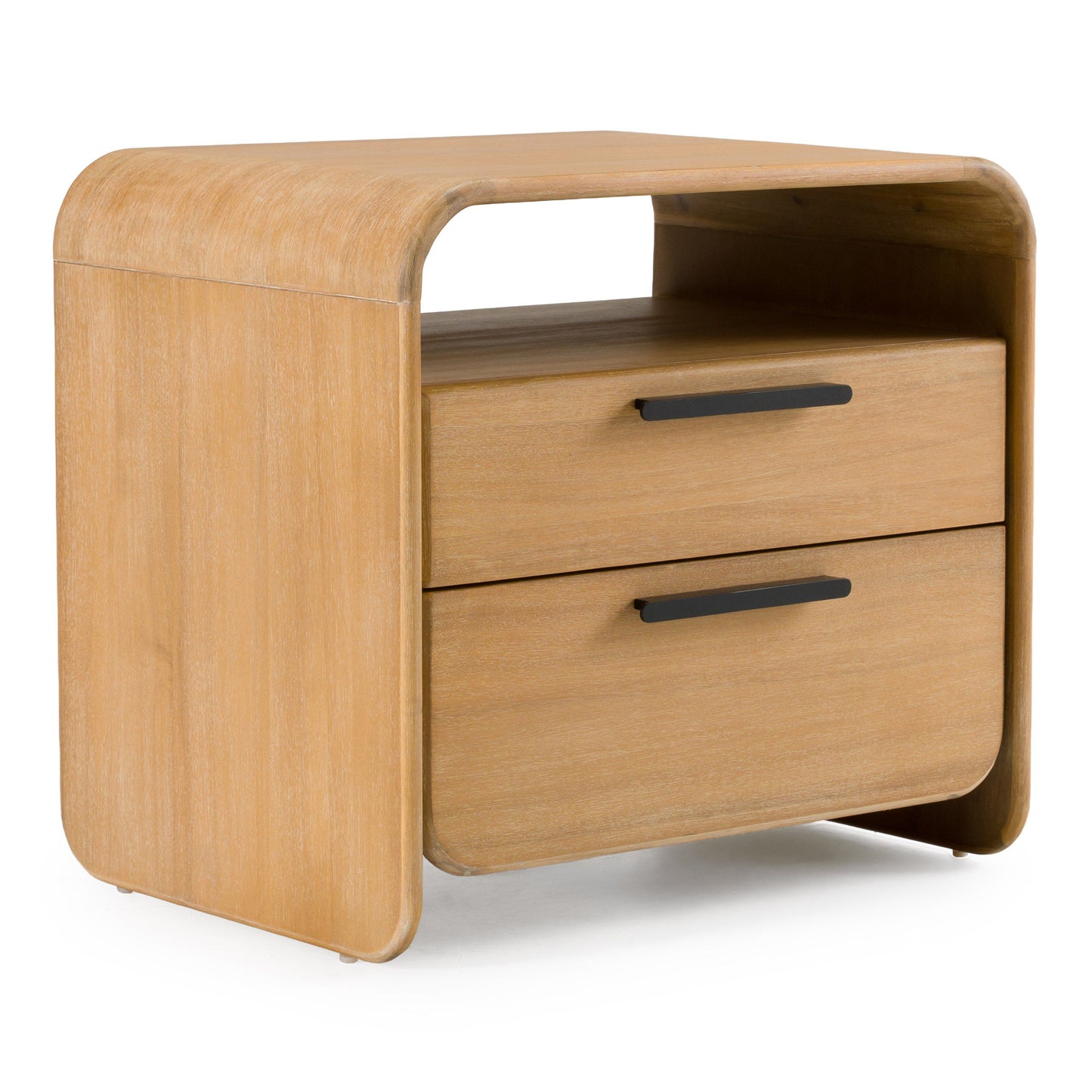 Modrest Dresden Modern 2-Drawer Nightstand – Natural Acacia Wood - Stylish Bedside Storage Table