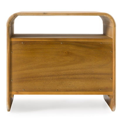 Modrest Dresden Modern 2-Drawer Nightstand – Natural Acacia Wood - Stylish Bedside Storage Table