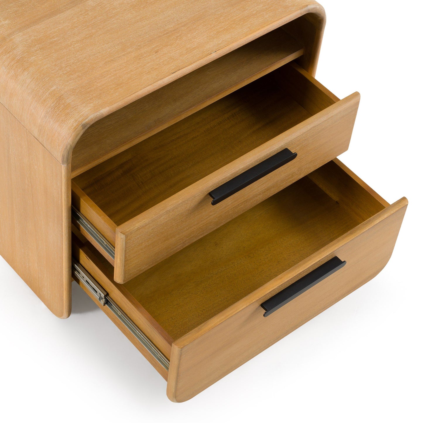 Modrest Dresden Modern 2-Drawer Nightstand – Natural Acacia Wood - Stylish Bedside Storage Table