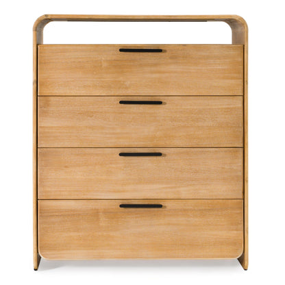 Modrest Dresden Modern Chest – Natural Acacia Wood Storage Dresser - Contemporary Bedroom Storage