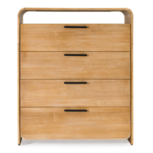 Modrest Dresden Modern Chest – Natural Acacia Wood Storage Dresser - Contemporary Bedroom Storage