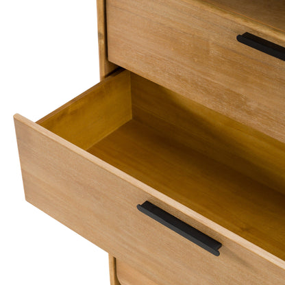 Modrest Dresden Modern Chest – Natural Acacia Wood Storage Dresser - Contemporary Bedroom Storage