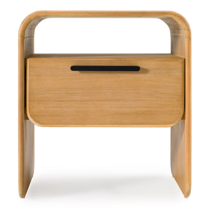 Modrest Dresden Modern 1-Drawer Nightstand – Natural Acacia Wood - Contemporary Bedside Table