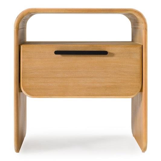 Modrest Dresden Modern 1-Drawer Nightstand – Natural Acacia Wood - Contemporary Bedside Table