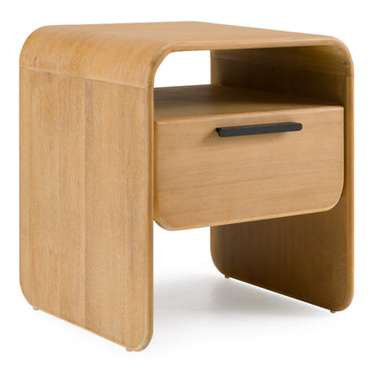 Modrest Dresden Modern 1-Drawer Nightstand – Natural Acacia Wood - Contemporary Bedside Table
