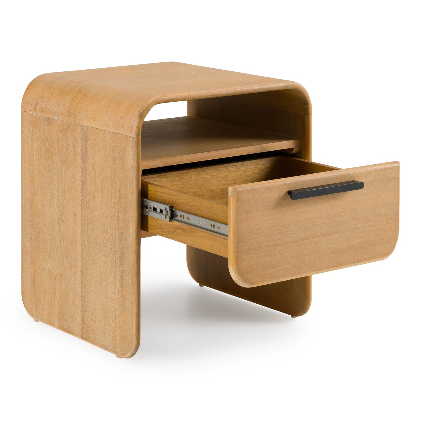 Modrest Dresden Modern 1-Drawer Nightstand – Natural Acacia Wood - Contemporary Bedside Table